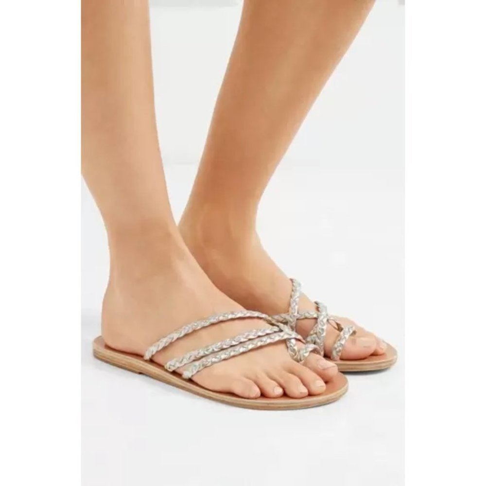 Ancient Greek Amalia Gold  Leather Slide Sandals